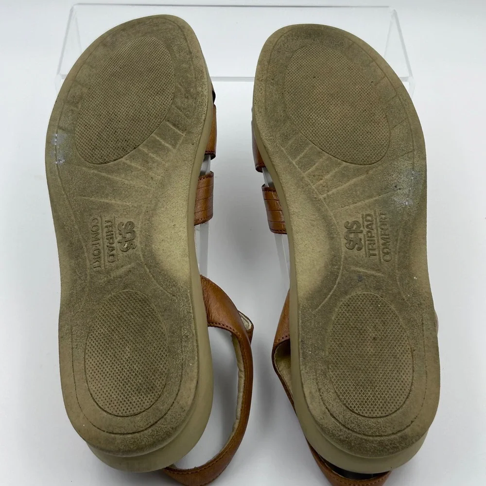 SAS‎ Tripad Comfort Sandals Womens 9.5 Slim Brown Leather Laser Cut Slingback 7A